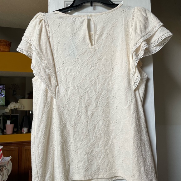 NWT Loft White Short Sleeve top - Picture 2 of 3